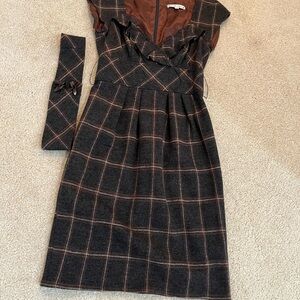 Nanette Lepore Brown Plaid Midi Dress